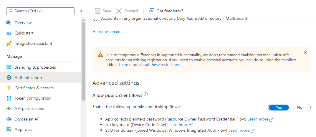 Advanced settings