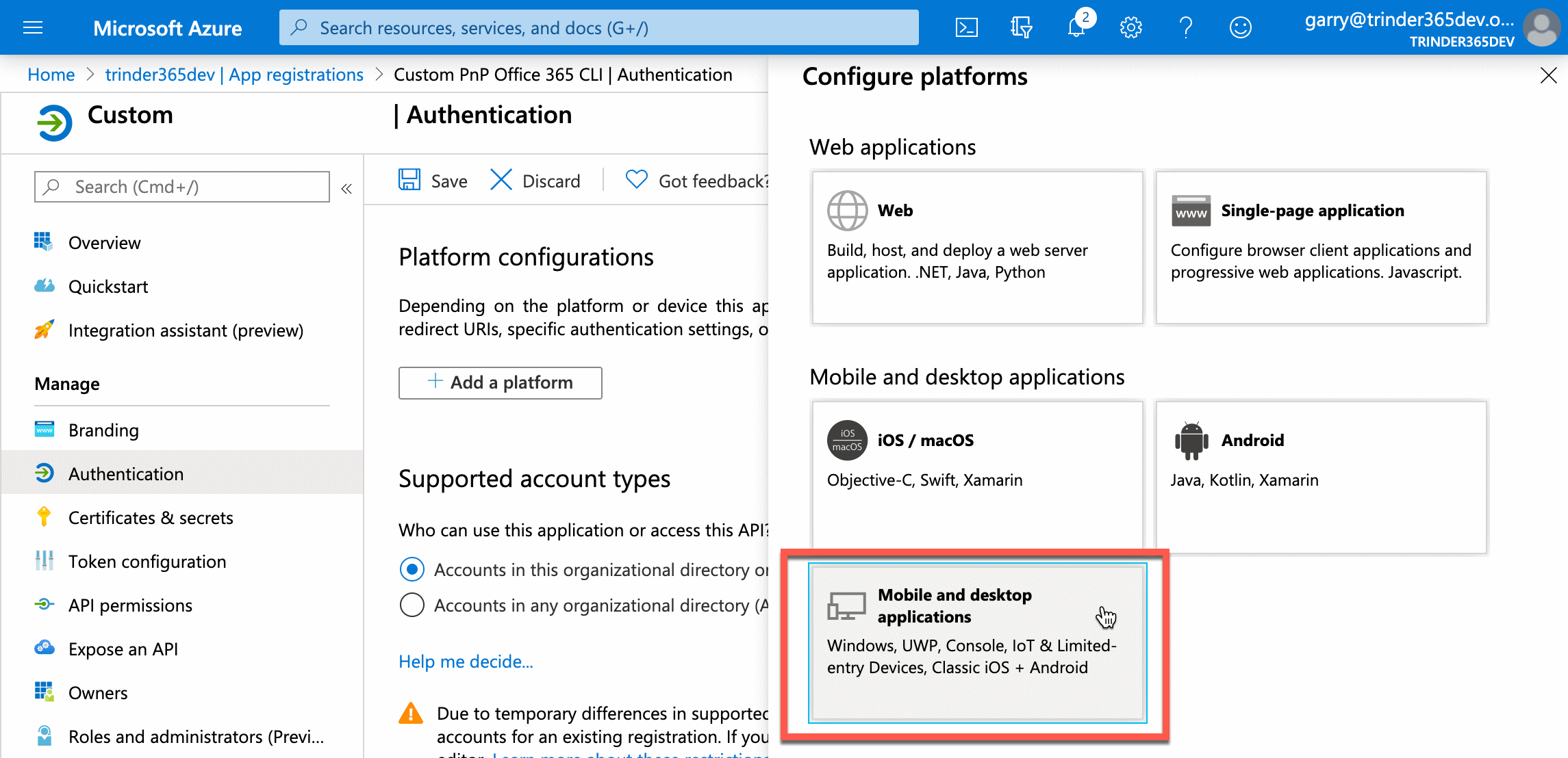 Configure platforms