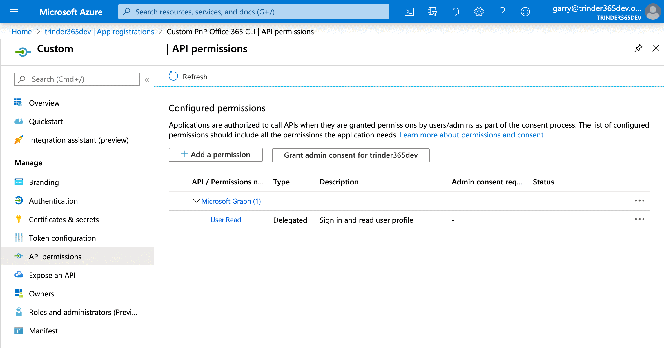 Configured permissions