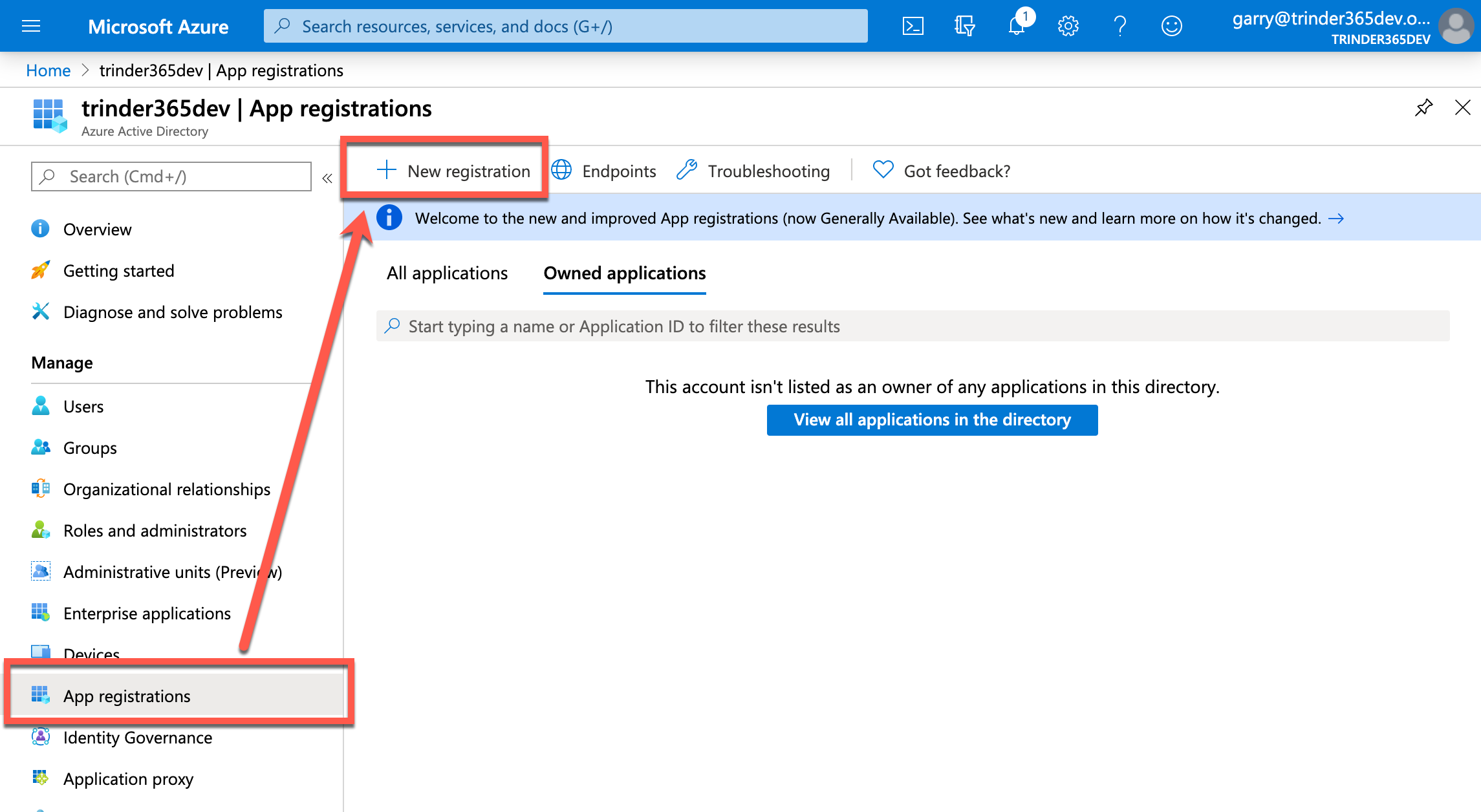 New app registration