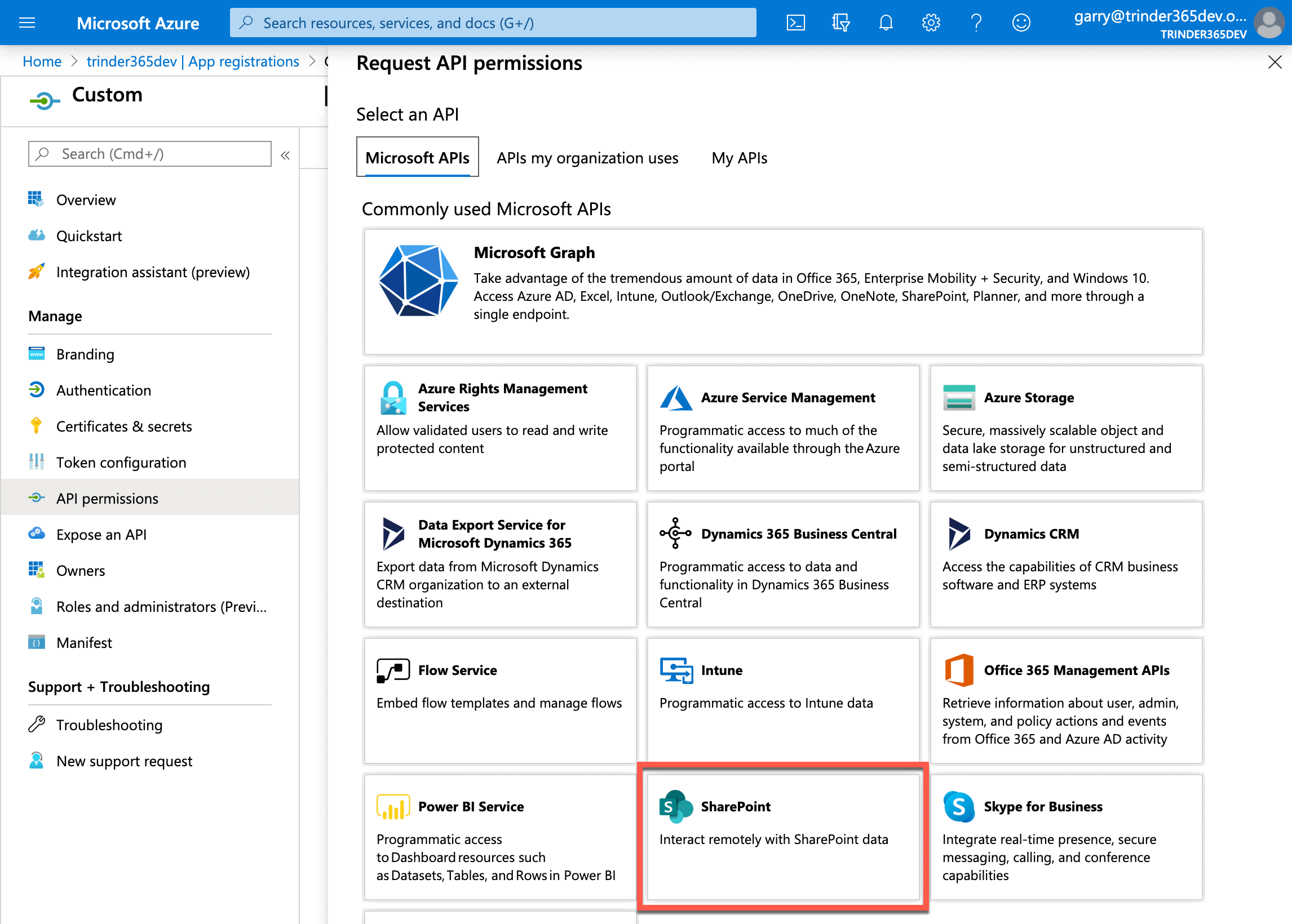 Request API permissions